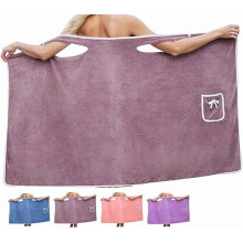 Plus Size Women's Wearable Shower Skirt, Water Absorption & Quick Drying, 2-Button Adjustable, Soft & Easy On, All-Season Use