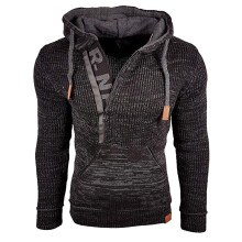 Herren-Strickjacke aus Acryl, Kapuzenpullover, Langarm, Strickjacke