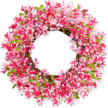 Couronne de Saint-Valentin de 56 cm pour porte d'entrée – Couronne florale rose avec baies, cadeau idéal pour un mariage, un anniversaire ou un