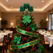 St. Patrick's Day Tree Topper Green Trefoil 8.66x7.87 in