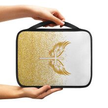Cross Wing Print Bible Cover for Women & Men – Sturdy Portable Bible Case with Handle, Compatible with Standard Bibles