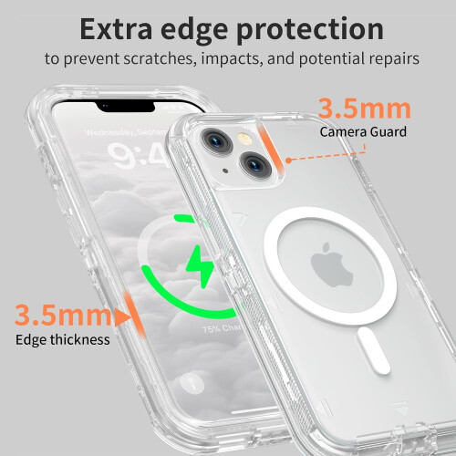 Διαφανής θήκη για iPhone15Plus συμβατή με MagSafe – Τριπλής στρώσης μαγνητική, ανθεκτική 1