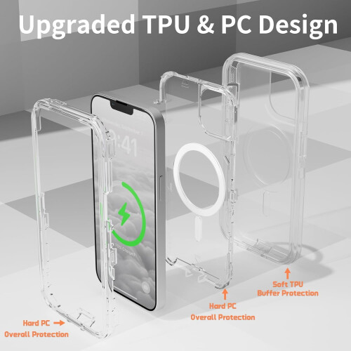 Διαφανής θήκη για iPhone15Plus συμβατή με MagSafe – Τριπλής στρώσης μαγνητική, ανθεκτική 2
