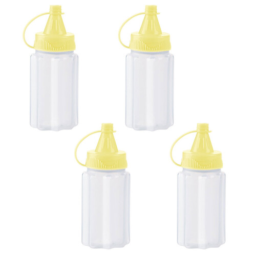 4Pcs Condiment Boxes Large Opening Stackable with Lid Dust-proof Translucent Spice Holding Sauce Squeeze Bottle Mini Seasoning Boxes for Kitchen