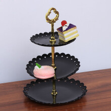 Black Three Layer Cake Stand for Display Made of PP Large Capacity 1 Piece