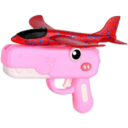 Dinosaur Airplane Launcher Toy Pink Foam Glider
