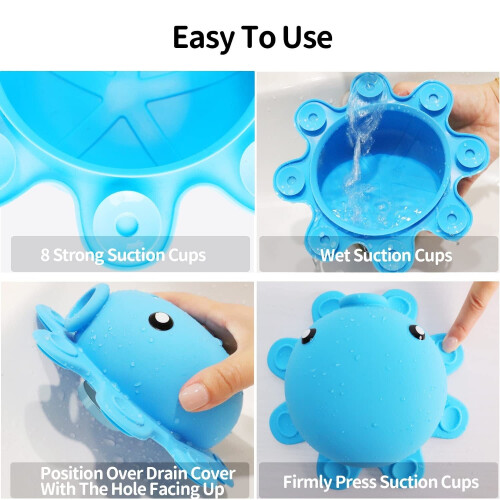 Silicone Bathtub Overflow Drain Cover Blue 1