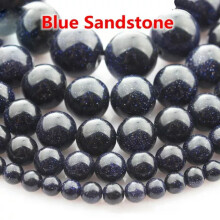 1 tira de cuentas redondas de piedra natural de 4 mm, 6 mm, 8 mm, 10 mm y 12 mm - Arenisca azul de 6 mm (61-63 piezas)