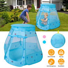 Tente de jeu pop-up pour enfants, style château bleu, 1 pièce