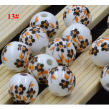 4/20pc12mm Cuentas redondas sueltas de cerámica de porcelana azul y blanca para la fabricación de joyas-13#-4 piezas