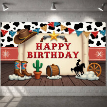 Western Cowboy-banner i kraftpapir med rødt revolverdesign, 1-pakning