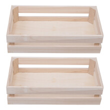 HOMEMAXS Lot de 2 petits paniers en bois pour le rangement des jouets et autres petits objets Ă la maison.