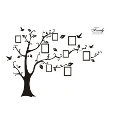 Family Tree Wall Art Photo Frame Collage for Home Decor - Large Linear Memory Tree Picture Display with Black Wall Decal