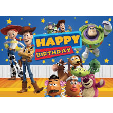 Décoration de fête d'anniversaire Toy Story : bannière et toile de fond sur le thème du dessin animé animé, 152 x 91 cm (5 x 3 pieds).