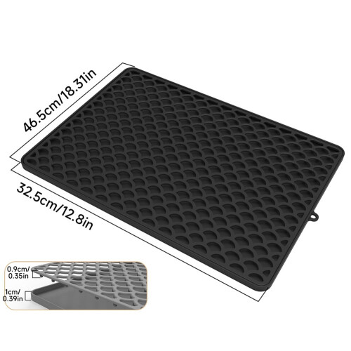 Dish Drying Mat for kitchen Counter，Super Absorbent, Silicone, Easy to Clean black 1