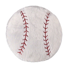 Coussin en peluche douce et duveteuse en forme de balle de baseball de 45 cm (17,72 po) - Coussin de sport confortable pour canapé, lit et