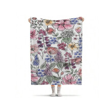 Plaid fleuri printanier éclatant – Jeté doux et réversible en polyester, lavable en machine, toutes saisons, compatible avec la décoration