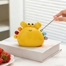 Ensemble de 6 fourchettes à dessert en forme de crabe, en acier inoxydable, avec support en céramique. Idéal pour décorer la maison, les fêtes
