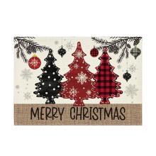 Christmas Tree Snowflake Placemats Set, 12x18", Wrinkle-Resistant Polyester, Holiday Table Mats Compatible with Dining Room & Kitchen