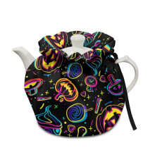 Spooky Pumpkin Teapot Cover with Elastic & Drawstring – Dust Proof, Insulated, Warmth Retention, Halloween Decor, Compatible with Standard Teapots