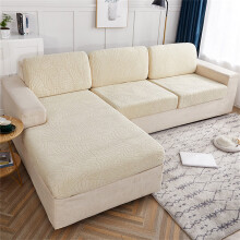 Housse extensible pour coussins de canapé, housse de rechange beige à rayures avec élastique au bas, compatible avec les coussins standard