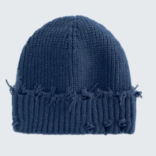 Willtoo Trendy Rifted Strikket Lue Myk Unisex Streetwear Hodeskalle Komfortabel Vinter For Gatemote Avslappet Strikket Mørkeblå