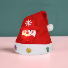 Red Christmas Hat Glowing Create Atmosphere 3D Snowflake Festival Dress Up Light-up Doll Christmas Hat for Party