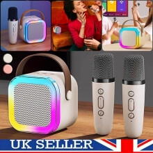 Kids Mini Karaoke Machine Bluetooth Speaker w/ 2 Wireless Microphones Gifts