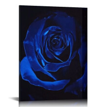 Tableau sur toile Rose bleue, affiche décorative murale personnalisée, motif floral créatif, bleu 40 x 50 cm