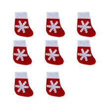 Lot de 8 mini chaussettes de Noël à motif flocon de neige, porte-bonbons et porte-couverts, décoration de table compatible avec les décorations