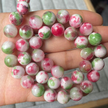 Cuentas redondas de jade de colores, 6 mm, 8 mm, 10 mm, 12 mm, piedra natural suelta, lote de cuentas para joyería DIY - 6 mm (50 piezas) - Rojo