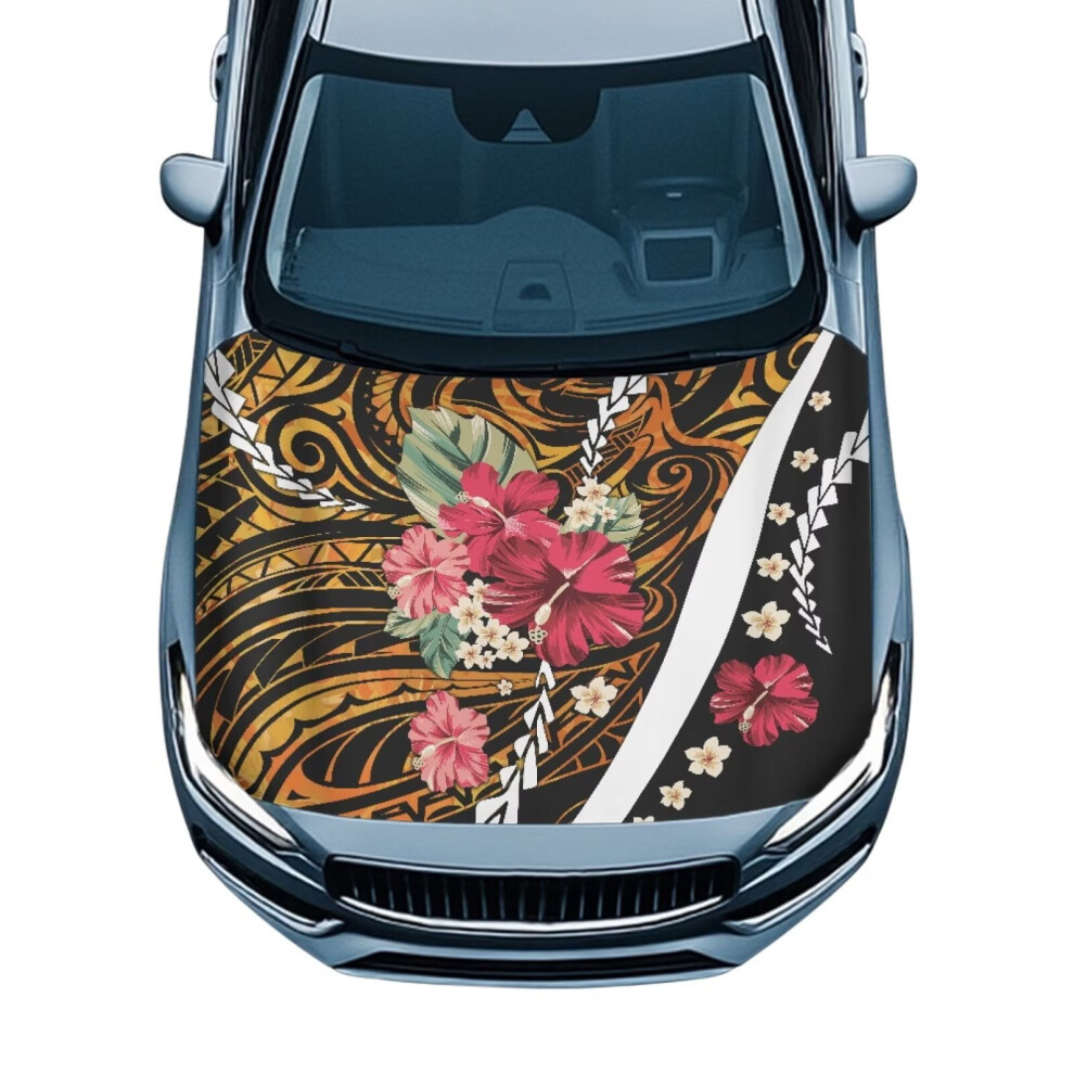 Waterproof Car Hood Cover With Elastic Fit & Polynesian Tattoo Design Â Compatible With Most Cars 9422877964628