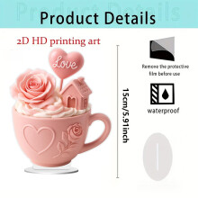 Heart-Shaped Acrylic Tea Cup Ornament 1 Piece