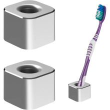 2-Pack Mini Toothbrush Holder, Aluminum Razor & Pen Stand for Bathroom/Office (Silver)
