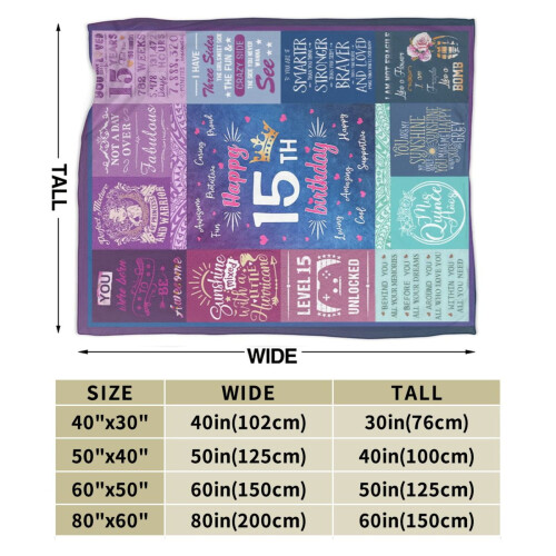 Manta de presente para aniversário de 15 anos, macia e felpuda, em lã, para sofá, cama e decoração de sala de estar (40*50 polegadas) 2