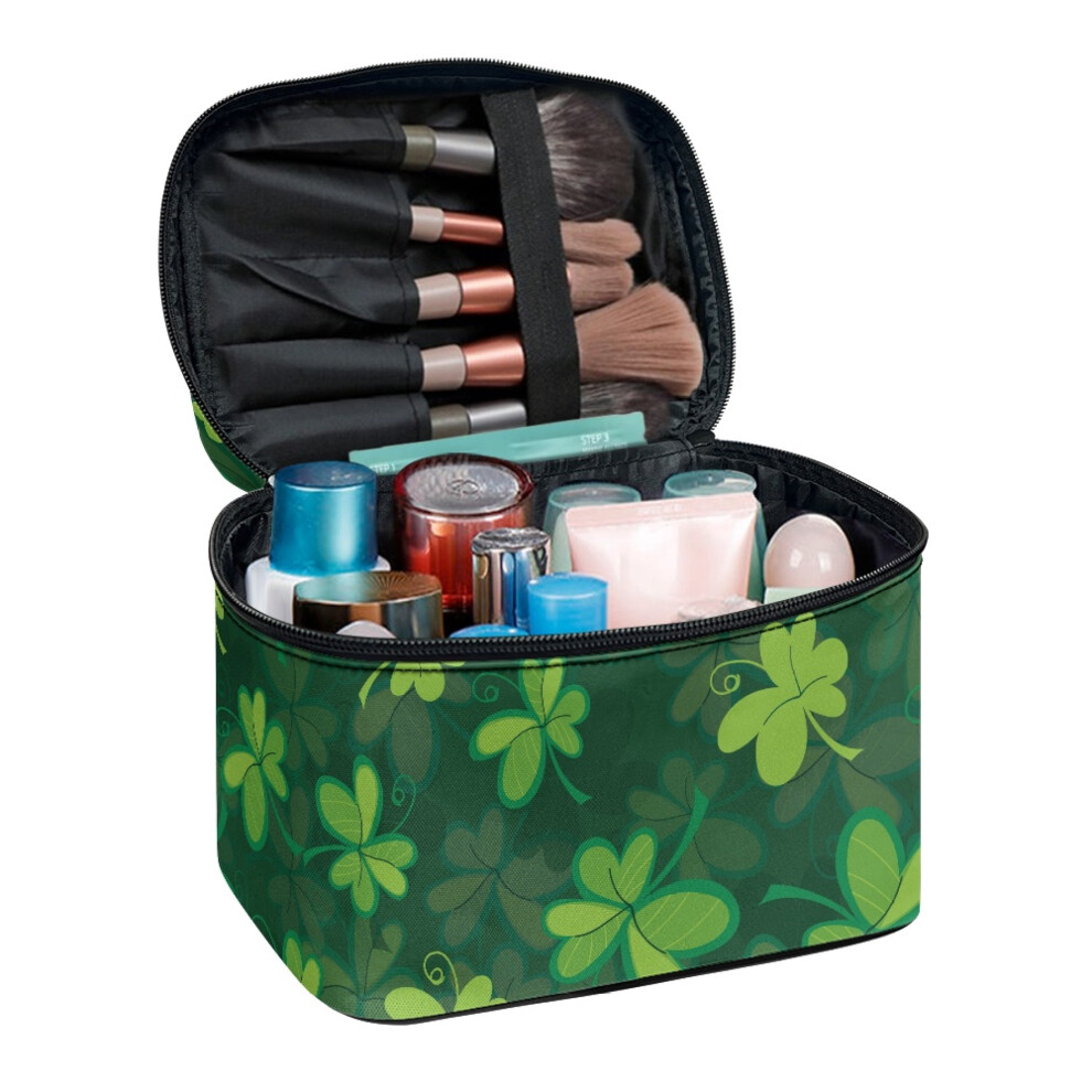 Shamrock Pattern Cosmetic Bag with Brush Slots 1 Pack