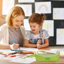 Large Capacity Multi-Compartment Pencil Case | Cloth Organizer (Black/Green/Blue/Pink/Brown) | 22x9.5x8.2cm Portable Stationery Box