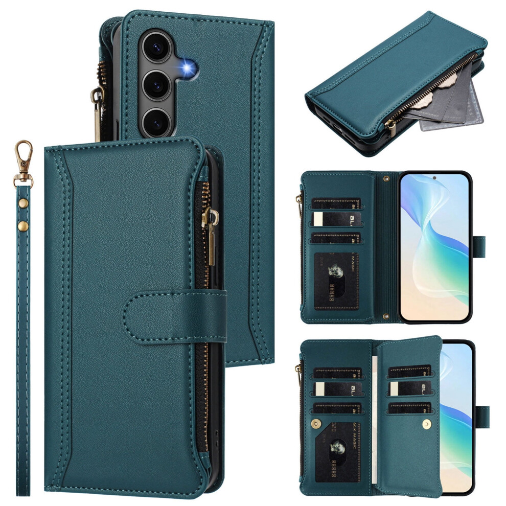 Tcl 20Ax Phone Case Â Leather Wallet Cover With Magnetic Closure, Card Slot & Shockproof Protection Â Dark Green 9065194310572