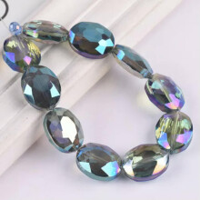 10 cuentas de cristal ovaladas facetadas de 12x9 mm, 16x12 mm y 20x16 mm para la fabricación de joyas - Color verde - 20x16 mm