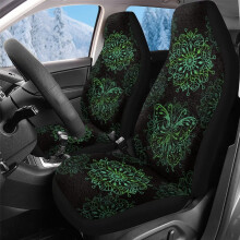 Housses de siège auto vertes à motif floral bohème (avant seulement, paquet de 2) – Confort et protection toutes saisons pour camionnette, SUV,