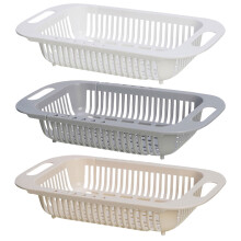 Passoire d'évier extensible grise, lot de 3, longueur réglable de 34,5 à 45 cm