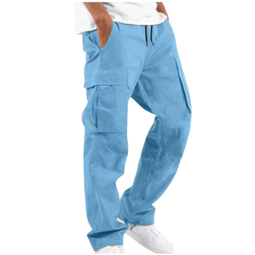 Παντελόνι Cargo Plus Size για άνδρες, μονόχρωμο, casual, με πολλαπλές τσέπες, για υπαίθριες