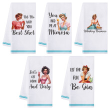 Funny Cocktails Kitchen Dish Towels Retro Bar Towels Cute Kitchen Towels for Home Supplies, 5 Pieces