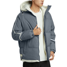 Giacca unisex ampia con cappuccio e imbottitura in cotone, grigio scuro, taglia L