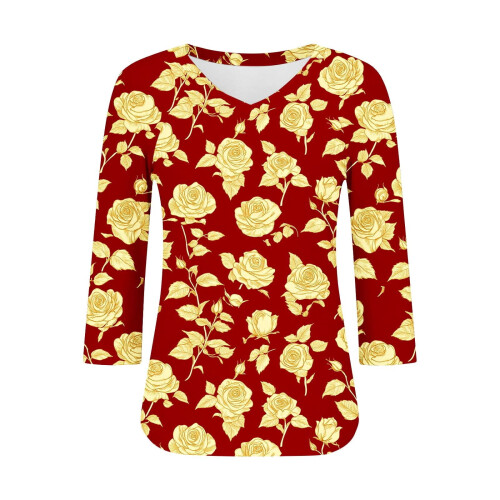 Top da donna a maniche a 3/4, camicie casual con scollo a V, magliette basic morbide, camicette da lavoro 2