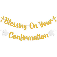 Bannière « Bénédiction pour ta confirmation » - Première communion, baptême, fiançailles/baptême/fête prénatale/mariage - Décorations