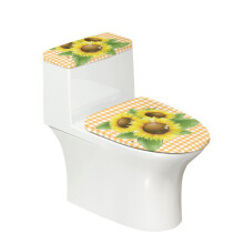 Sunflower toilet lid seat cover with elastic fit, 1 set