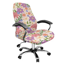 Flower Print Computer Office Chair Cover, Washable Rotating Chair Slipcovers, Anti-dust Desk Chairs Cover, Hone Office Decor
