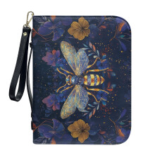 Floral Honey PU Leather Bible Cover for Women & Men – Lightweight, Detachable Wristlet Strap, Compatible with Standard Bibles