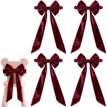 Burgundy velvet chair sashes 11.8" x 29.5"